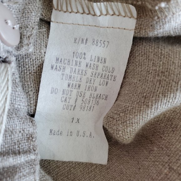 Silhouettes Plus Size 1X 100% Linen Skirt Pockets Elastic Waist Back Slit Beige - Picture 10 of 12